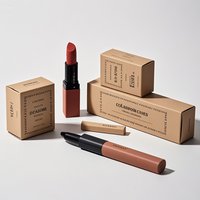 Vente en gros de boîte de papier d'emballage pliante cosmétique de taille personnalisée et de logo de marque privée de luxe brillant à lèvres rose pour rouge à lèvres
