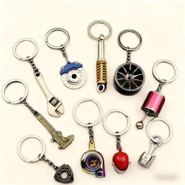 Custom Metal Automotive Part Car Gift Key Chain Spinning Turbo Keychain