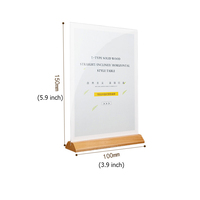 Présentoir Acrylique Base en bois massif Support de menu Carte publicitaire Décoration de table Présentoir double face pour le dîner de mariage