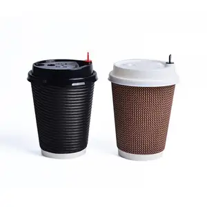 High Quality 3 Layer Black Craft Paper Printed Metallic Colored Gold Silver Foil Coffee Hot Drinking Cup White 8oz