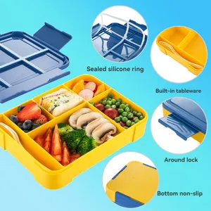 Wholesale 1330ML Kids <b>Lunch</b> <b>Box</b> With Tableware Sauce Portable Divided Oven Bento Leakproof Food Container for Back to School - Product Image 4