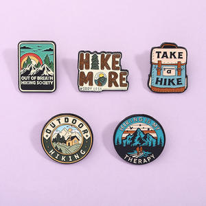 Alfileres de esmalte para acampar salvaje, <span class=keywords><strong>tomar</strong></span> una merluza, más senderismo, viaje de montaña, montañas, ríos, broches, insignias de solapa, regalos de joyería para exteriores - Product Image 1