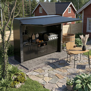 Cocina Exterior Ecológica Europea, Parrilla para Barbacoa, Jardín, Acero Inoxidable 304, Cobertizo de Cocina Exterior con Refrigerador - Product Image 1