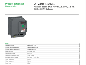 โมดูลควบคุมความเร็วรอบมอเตอร์แบบแปรผันสามเฟส DC/AC รุ่นใหม่ ATV310 Series ATV310HU55N4E 5.5KW สำหรับมอเตอร์ - Product Image 2