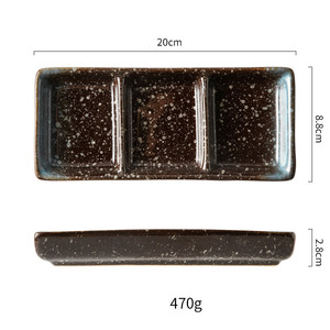 Plato de cerámica para salsas con compartimentos divididos, plato para aperitivos de 3 secciones, plato para condimentos - Product Image 5