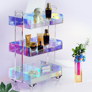 Estantes móviles de acrílico coloridos de lujo, salón de belleza, carrito móvil de barbería, ZY-834 - Product Image 4