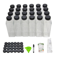 Bouteilles de jus en plastique PET carrées françaises de 16 oz avec bouchons noirs inviolables, contenants transparents de 500 ml pour jus pressé à froid