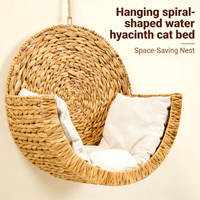 Lit suspendu pour chat en jacinthe d'eau tressée sur mesure, forme en U, style nordique, nid pour animaux de compagnie toutes saisons pour chats d'intérieur