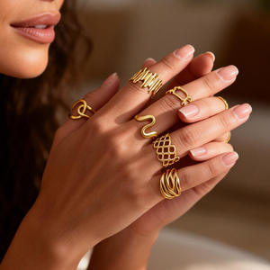 Fashion <b>Rings</b> Geometric Gold Plated Women's Daily Wear Minimalist Design - Product Image 1