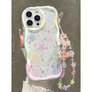 Custodia per cellulare INS lucida e colorata a forma di tartaruga marina <span class=keywords><strong>con</strong></span> catena per <span class=keywords><strong>iPhone</strong></span> <span class=keywords><strong>11</strong></span>, 16 Pro, 17, 18 Pro Max, <span class=keywords><strong>cover</strong></span> posteriore a conchiglia color crema - Product Image 1