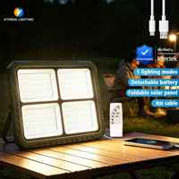 Projecteur solaire LED portable pour hôtel, indice IP65, faisceau réglable, télécommande, batterie détachable, panneau pliable 4m