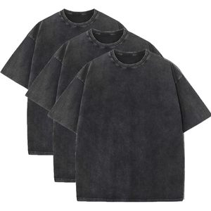 Men's Oversized Cotton T-Shirt <b>Set</b> 3 Pack Vintage Loose Fit Short Sleeve Casual Tee Breathable <b>Knitted</b> Fabric - Product Image 1