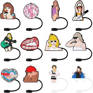 Venta al por mayor encanto accesorios 2D reutilizable PVC a prueba de polvo 10mm pajita para beber Topper <span class=keywords><strong>Taylor</strong></span> Swifting cubierta - Product Image 6
