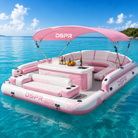 Île flottante gonflable pour parc aquatique, plateforme de bar avec logo personnalisé et banc de plage pour les événements de clubs et de complexes hôteliers