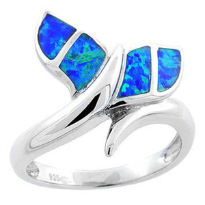 Anillo de Plata de Ley 925 con Diseño de Cola de Ballena y Ópalo de Fuego Azul de Silver Ocean Jewelry - Product Image 2