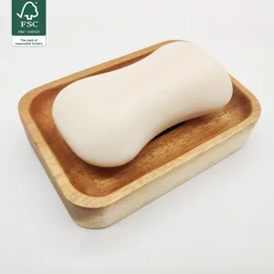 Bathroom tools Acacia Wood Natural color Fancy bathroom Acacia wooden soap dish