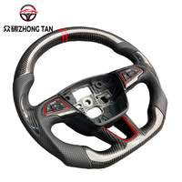 Volant sport à 4 branches en cuir et fibre de carbone véritable avec éclairage LED pour Ford Escape MK4