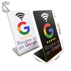 Aangepaste NFC 13.56MHz <span class=keywords><strong>Google</strong></span> Recensie PVC Stand NFC met 213 215 Chip Tafelstandaard <span class=keywords><strong>Google</strong></span> Social Media Recensie - Product Image 1