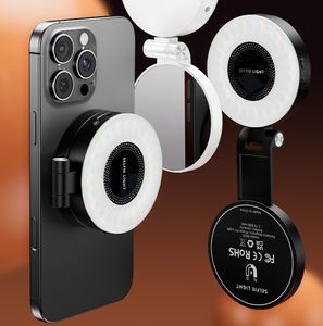Anillo de Luz LED Plegable Recargable, Soporte Magnético para Teléfono con Espejo para Maquillaje, Vlogs, Fotografía y Video - Product Image 1