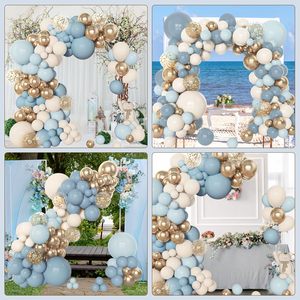 Kit de guirlande d'arche de ballons en latex de 143 pièces/ensemble, bleu poussière métallique, or, blanc, sable, pour mariage, <span class=keywords><strong>anniversaire</strong></span>, fête - Product Image 6