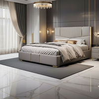 Furnistyle Lederbezogenes Kingsize-Bett mit Metallrahmen Modernes Design Anpassbar