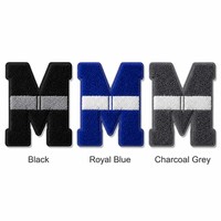 Grande Patch Lettre Chenille M 5 Pouces 3D Gonflée Brodé Noir Argent Gris Alphabet Thermocollant pour Sac à Dos Scolaire Personnalisé