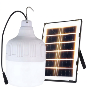 หลอดไฟ LED 80W DC5V-6V พลังงานแสงอาทิตย์แบบชาร์จได้ สำหรับกรณีฉุกเฉิน เส้นผ่านศูนย์กลาง 95 มม. แบตเตอรี่ 1500mA วัสดุ PP พร้อมแผงโซลาร์เซลล์ 2W - Product Image 1