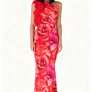 ชุดเดรสแฟชั่นเซ็กซี่ลายดอกไม้ 3 มิติ แบบไม่มีแขน ช่วยกระชับสัดส่วนสำหรับผู้หญิง - Product Image 5