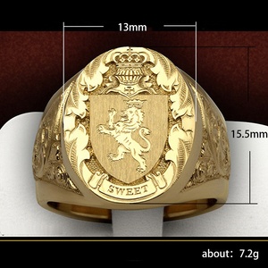 Bague pour homme en cuivre plaqué or, motif couronne, lion, bouclier, insigne, sceau royal, modèle <span class=keywords><strong>best</strong></span>-<span class=keywords><strong>seller</strong></span> Wish - Product Image 5