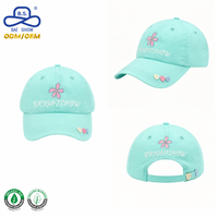 Casquette de papa vert menthe à imprimé floral, avec logo personnalisé et boutons en forme de cœur, pour un style décontracté urbain – Fabrication OEM/ODM certifiée BSCI