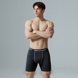 Pantalones cortos deportivos de cintura alta elástica para hombre, venta al por mayor, pantalones cortos para correr, entrenamiento, Fitness, ropa deportiva para hombre - Product Image 2