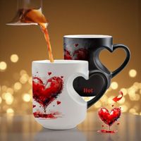 Tasse Magique à Sublimation 11OZ à Changement de Couleur, en Céramique Grès 110z, Sûre pour les Aliments, avec Poignée, Impression Personnalisée par Transfert Thermique, Logo Noël
