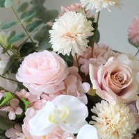 Arche de fleurs artificielles en soie rose et hortensia, cadre circulaire blanc, toile de fond de bienvenue pour mariage, décoration de centre de table au sol