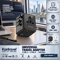 Adaptateur de voyage GaN 35W avec chargeur USB-C PD, prise universelle pour EU, UK, US, AU, fabricant OEM ODM