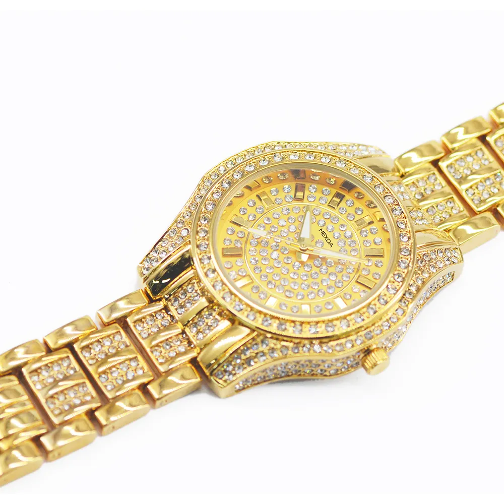 Mexda Montre de luxe pour femmes Mouvement à quartz japonais Bijoux Diamant Bracelet en acier inoxydable Montre en diamant Logo personnalisé