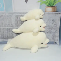 Jouets en peluche de baleine Beluga personnalisés de couleur rose et bleue, vente en gros, adorables animaux marins en peluche, oreillers en peluche de baleine