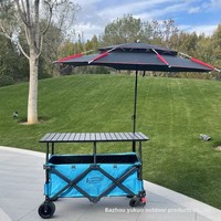 Chariot utilitaire pliable en acier inoxydable avec design relevable pour le camping et l'utilisation en stand de marché nocturne