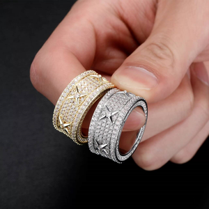 Anillo de Plata 925 con Cruz y Circonitas, Diseño Moderno, Banda Ancha para Hombre y Mujer, Regalo de Lujo para Boda y Aniversario - Product Image 2