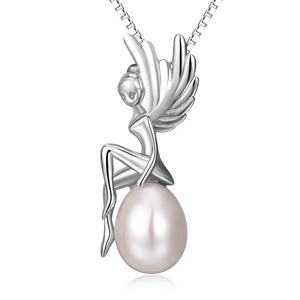 Nuevo diseño, joyería <span class=keywords><strong>de</strong></span> perlas individuales, <span class=keywords><strong>de</strong></span> Plata <span class=keywords><strong>de</strong></span> Ley 925 Ángel, collar <span class=keywords><strong>de</strong></span> montaje <span class=keywords><strong>de</strong></span> perlas <span class=keywords><strong>de</strong></span> agua dulce <span class=keywords><strong>de</strong></span> 6-8mm - Product Image 1