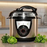 Cuisinière à pression électrique GB-PC506 6L 1000W, boîtier en acier inoxydable, cuve intérieure en fer-aluminium, usage commercial, commande mécanique