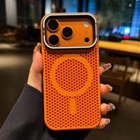 Coque en maille pour dissipation thermique cellulaire pour iPhone 17 PROMAX, Housse magnétique douce pour la peau, Protection anti-chute style Apple 16 pour iPhone 15
