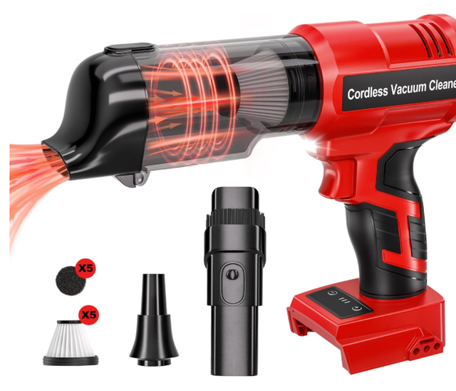 For Milwaukee 18V Batteries: 3-speed Portable Vacuum Cleaner with 20kPa & 105AW Strong Suction, Suitable for Cars and Pet Hair.