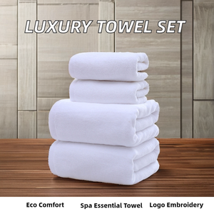 Jacquard Thêu Logo Khách Sạn Sang Trọng Khăn Set 100% Bông Mềm Khăn Tắm Nhanh Chóng Khô Tay Khăn Đồng Bằng Phong Cách - Product Image 5