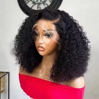 Perruque frontale en dentelle 13x4 sans colle, bouclée Pixie, en cheveux humains bouclés birmans, avec dentelle HD, pré-épilée pour femmes