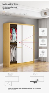 Armario Deslizable Portátil para Dormitorio, Ancho 100cm, Armario con Puerta Corredera para Dormitorio, Almacenamiento para Habitación <span class=keywords><strong>de</strong></span> <span class=keywords><strong>Alquiler</strong></span>, Armario <span class=keywords><strong>de</strong></span> Almacenamiento - Product Image 4