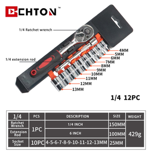 Bộ Dụng Cụ Ổ Cắm Cờ Lê Bằng Thép, 12 Chi Tiết, Có Khung Nhựa - Product Image 4