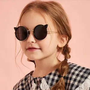 थोक 2020 नई फैशन प्यारा लड़कियों धूप के चश्मे दौर बच्चों धूप का चश्मा बिल्ली कान आकार बच्चों धूप का चश्मा