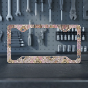 Girly Chic Pink Gold Peacock Feathers License Plate Frame <b>Car</b> Decoration Cover with <b>Hook</b> Zinc Alloy Style B - Product Image 2