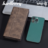Dompet panjang pria Retro RFID, dompet kapasitas besar ritsleting sederhana anak muda