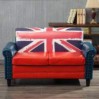 Canapé vintage Union Jack, drapeau britannique, 2 places, avec accoudoirs cloutés, pour café, bar, décoration intérieure, meubles à thème drapeau britannique